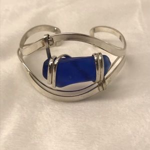 Sea glass cuff bracelet